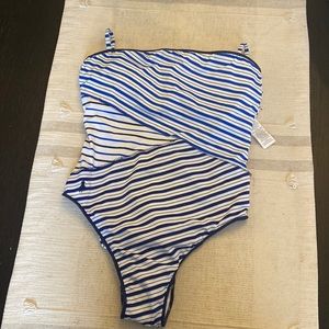 NWT Polo one piece swimsuit. Color white with blue stripes